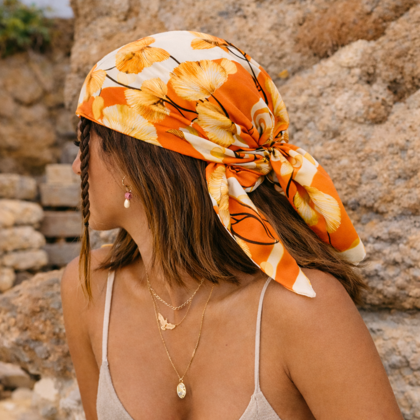 Pañuelo de seda Floreado